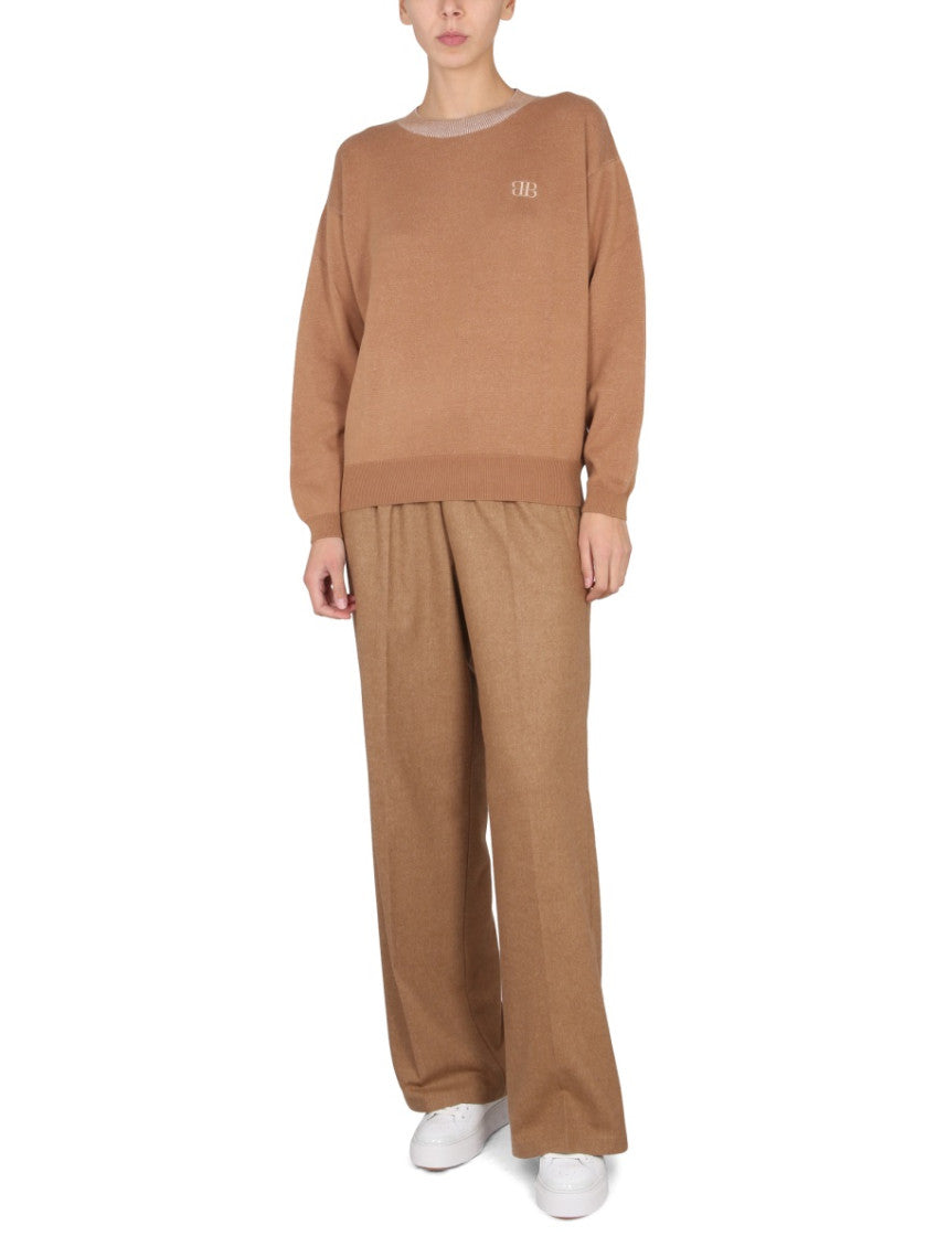Beige Logo Round Neck Sweater 4