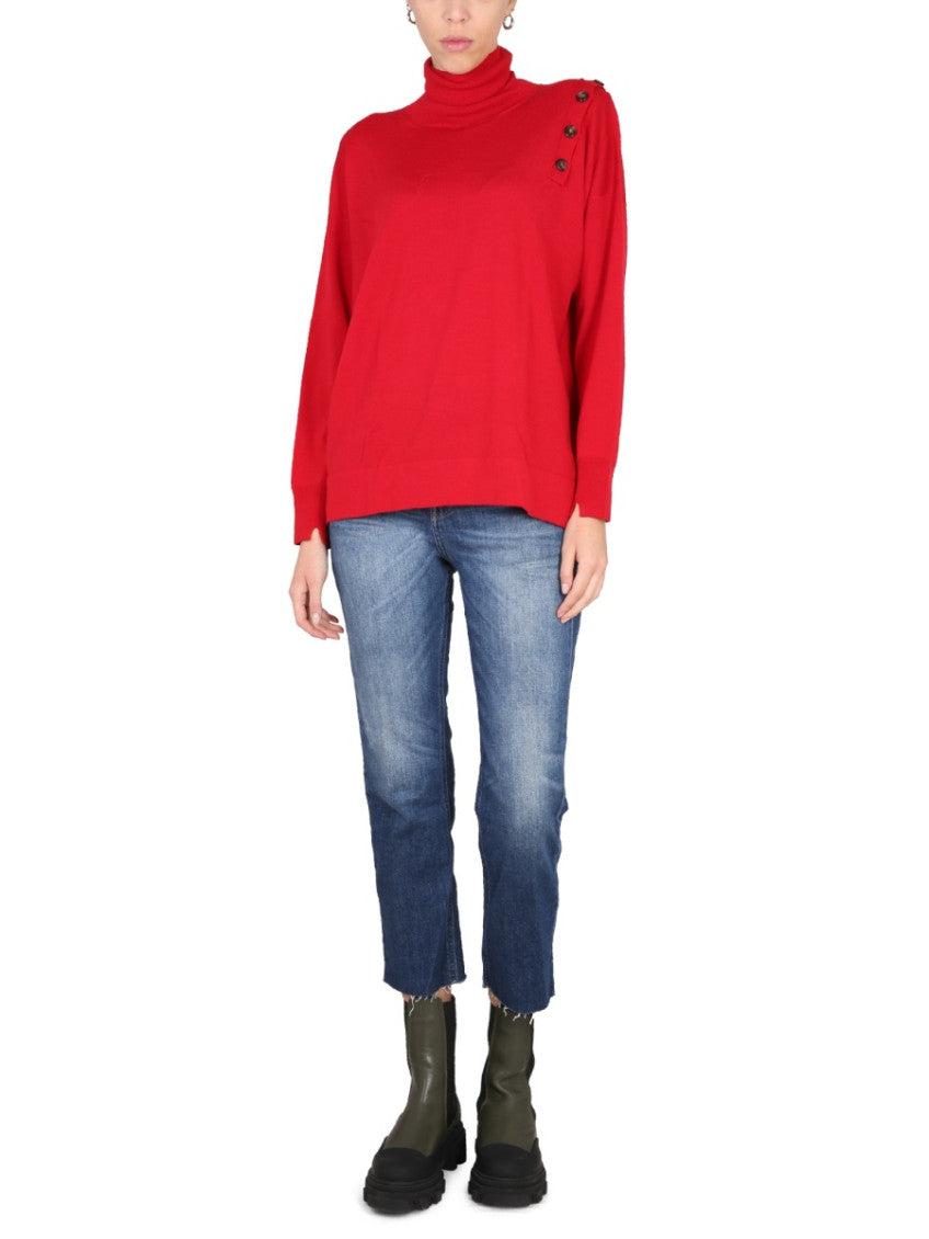 Red Solid Turtle Neck Sweater 2