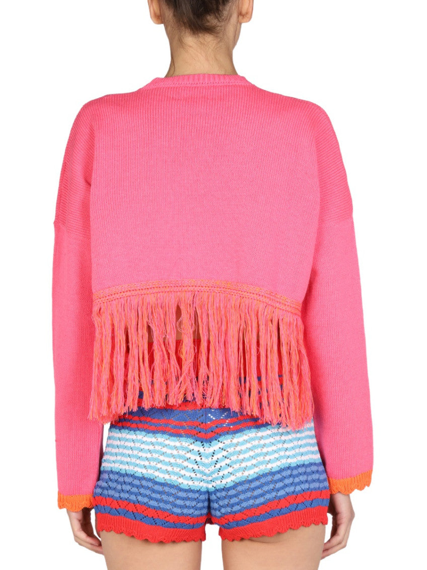 Fuchsia Knitted Crew Neck Sweater 2