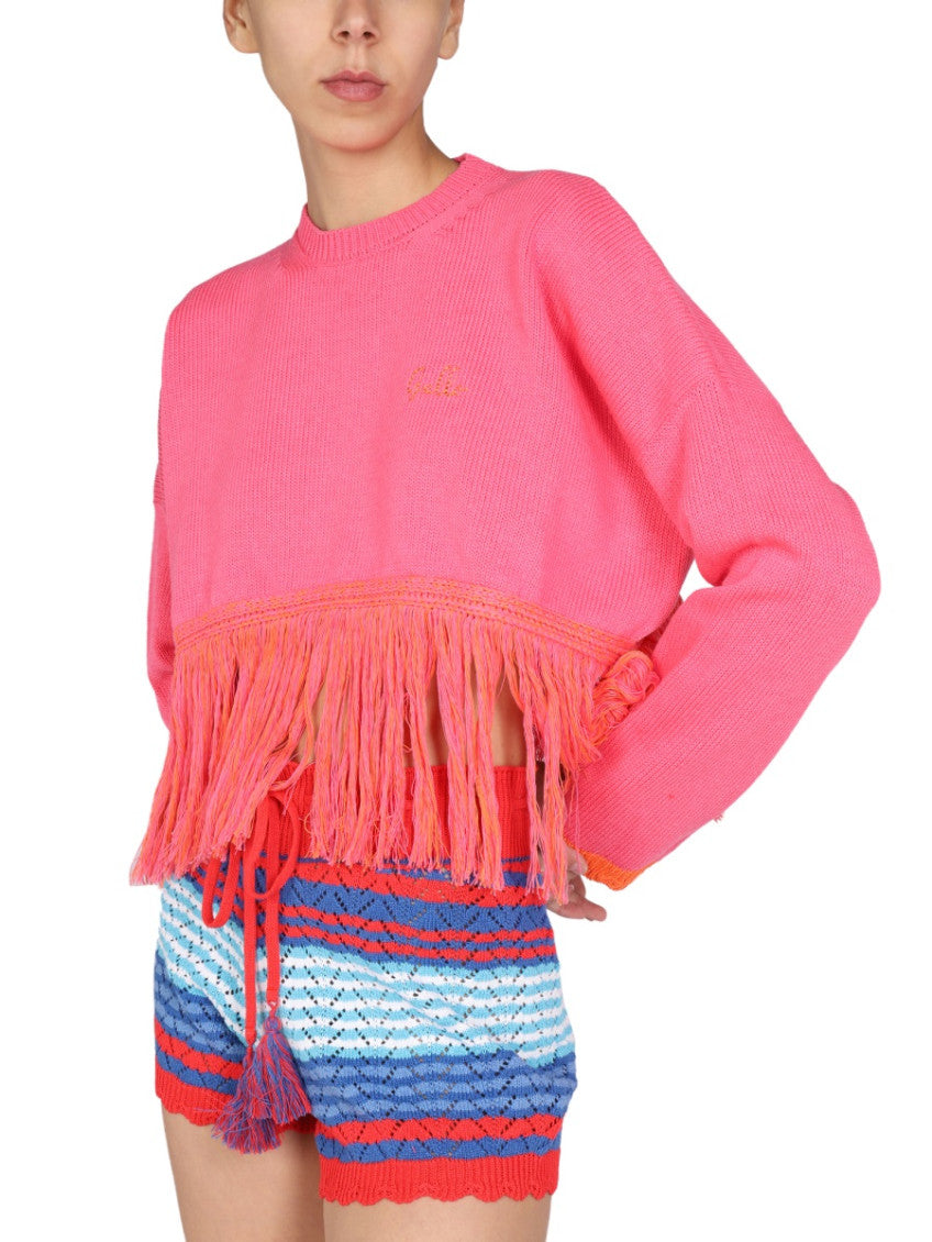 Fuchsia Knitted Crew Neck Sweater 3