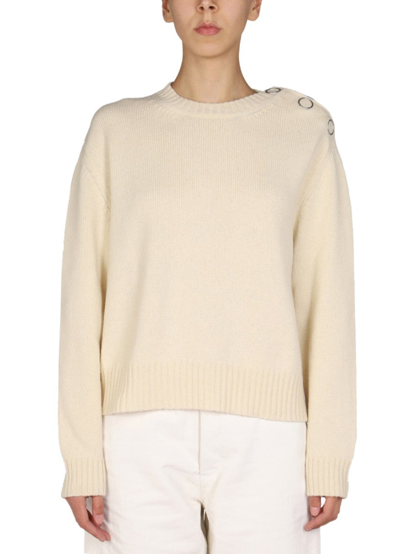 Beige Knitted Crew Neck Sweater 1