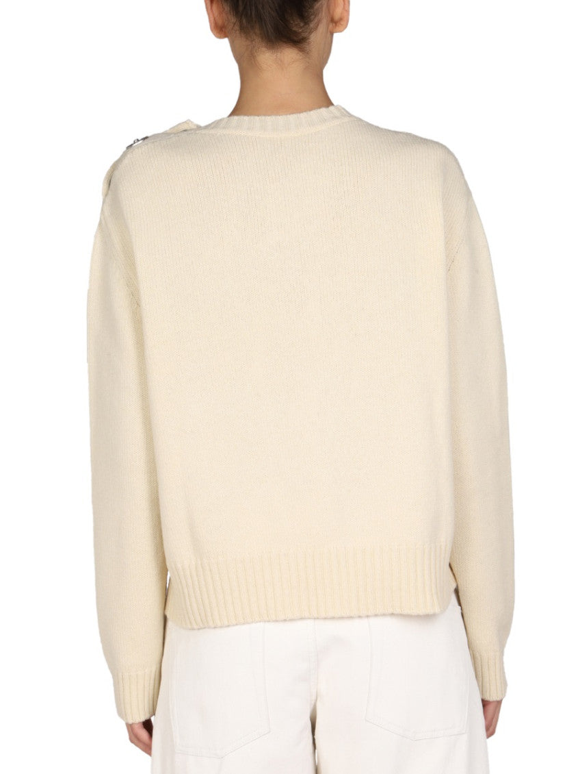 Beige Knitted Crew Neck Sweater 2
