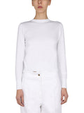 White Solid Crew Neck Sweater 1