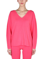 Fuchsia Solid V Neck Sweater 1