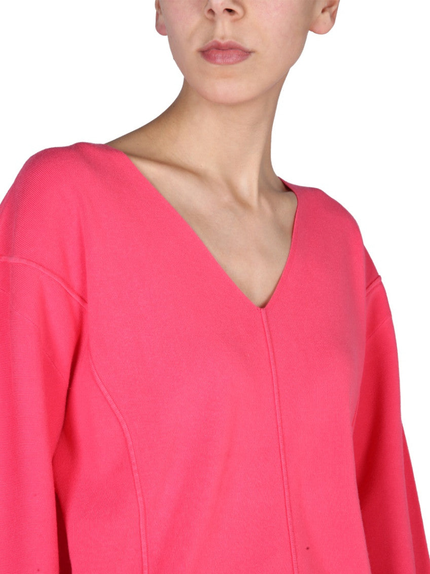 Fuchsia Solid V Neck Sweater 3