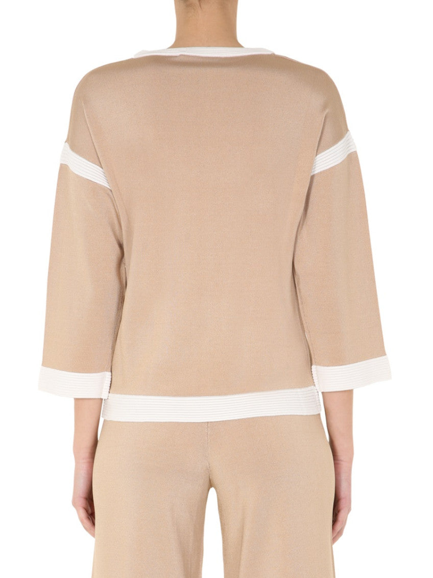 Beige Solid Round Neck Sweater 2