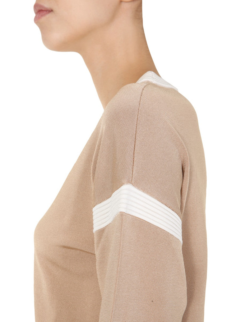 Beige Solid Round Neck Sweater 3