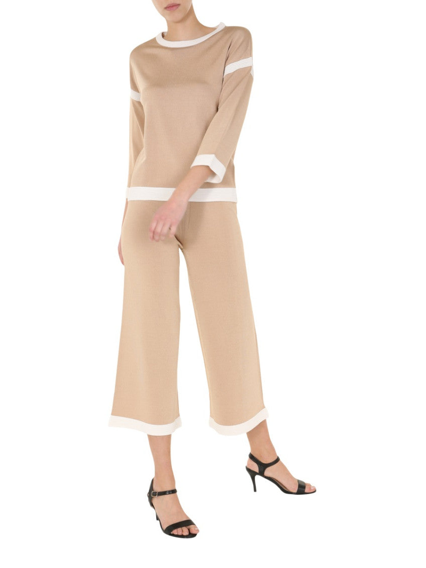 Beige Solid Round Neck Sweater 4