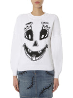 White Graphic Crew Neck Sweater 1