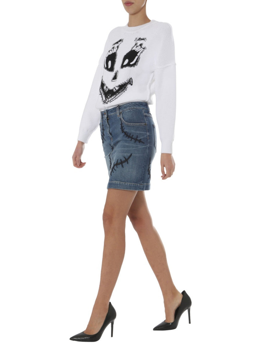 White Graphic Crew Neck Sweater 4