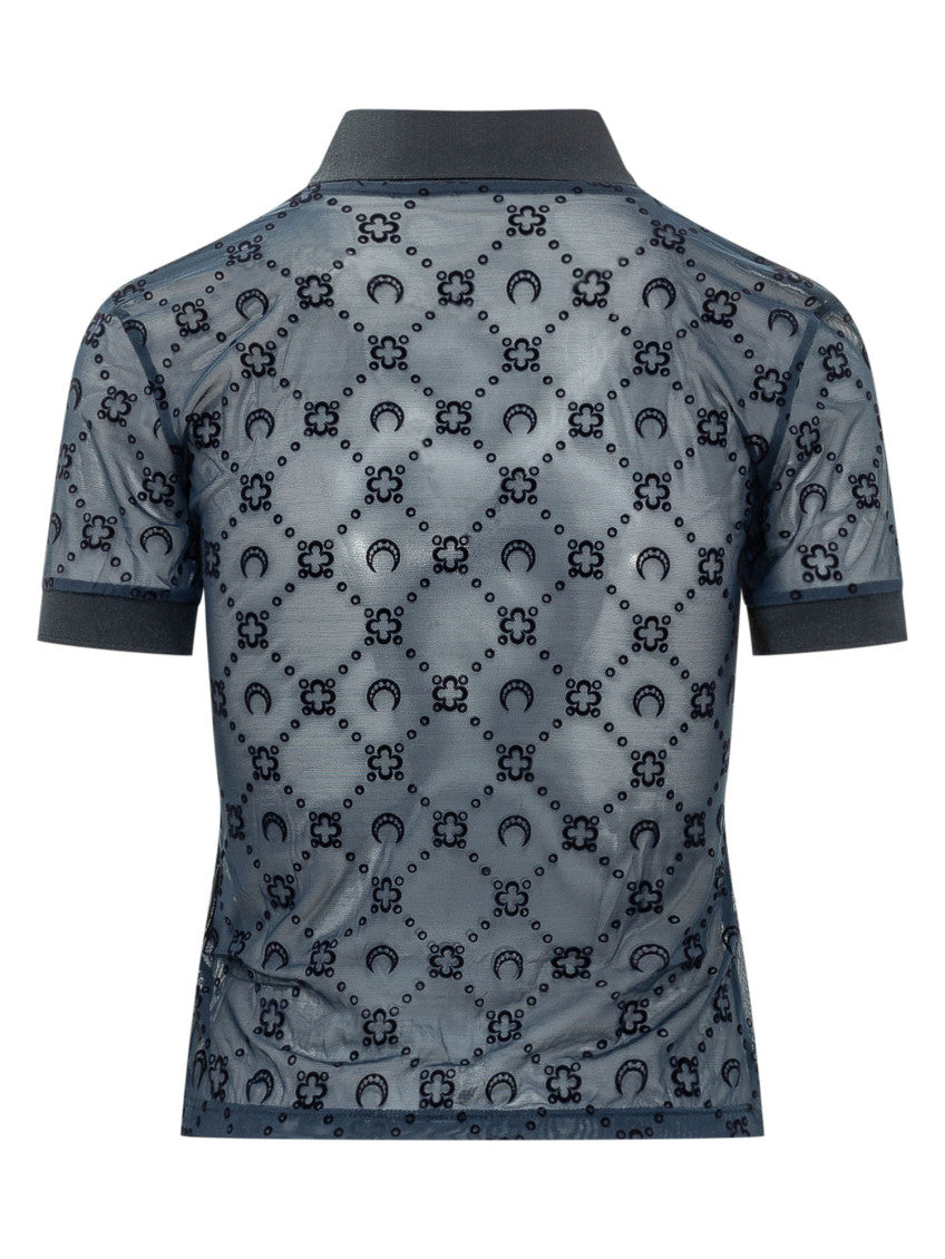 Blue Embellished Shirt Collar Polo 2