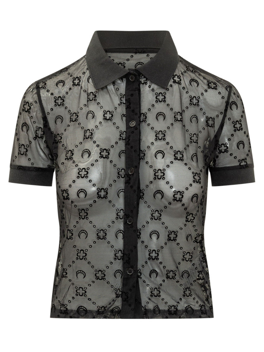 Black Embellished Shirt Collar Polo 1