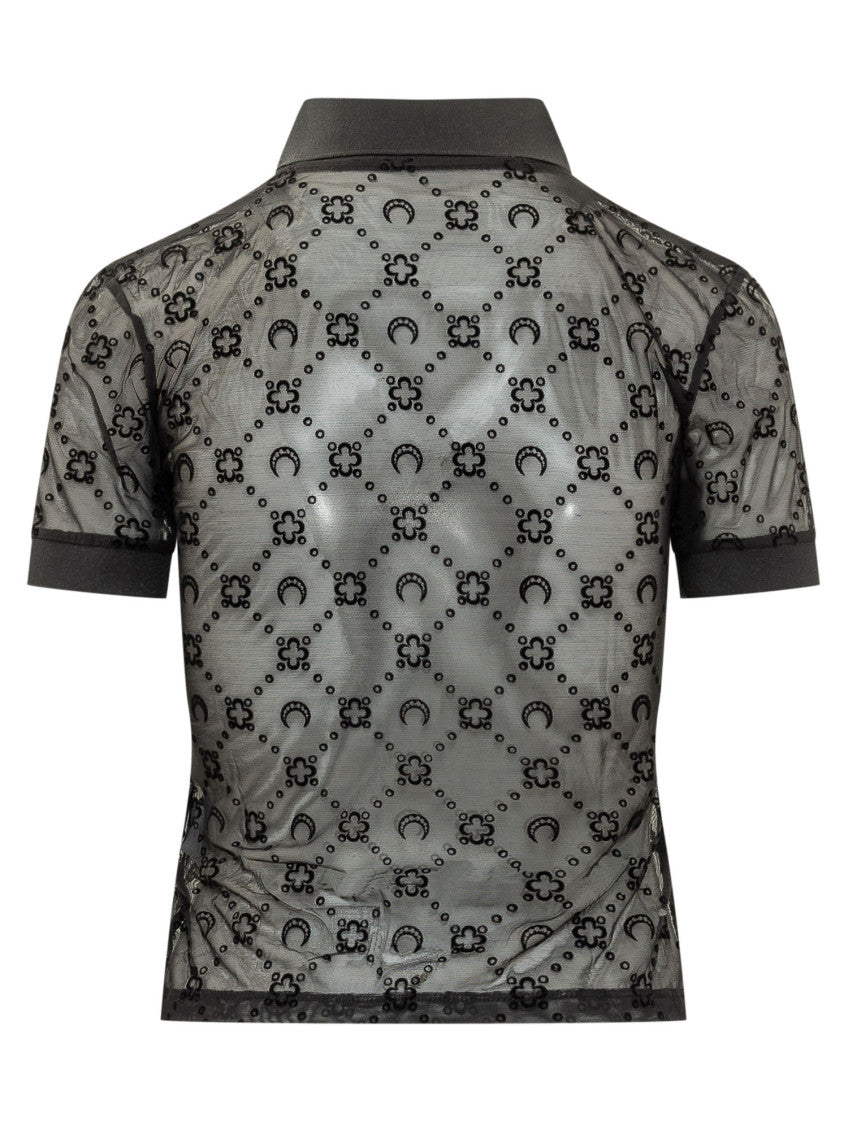 Black Embellished Shirt Collar Polo 2
