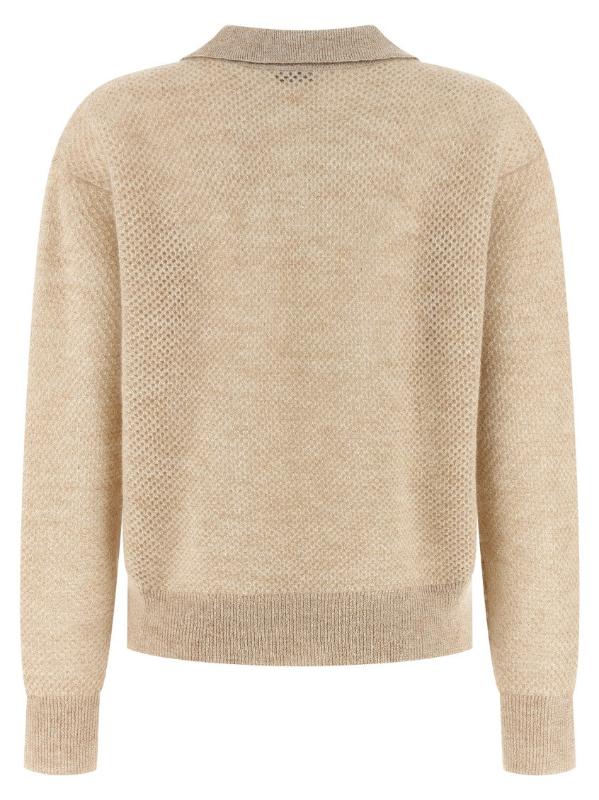 Beige Textured Shirt Collar Polo 2