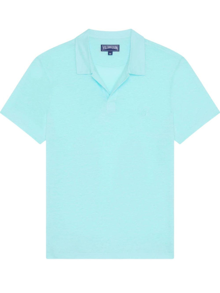 Blue Solid Shirt Collar Polo 1