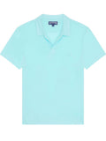 Blue Solid Shirt Collar Polo 1