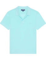 Blue Solid Shirt Collar Polo 1