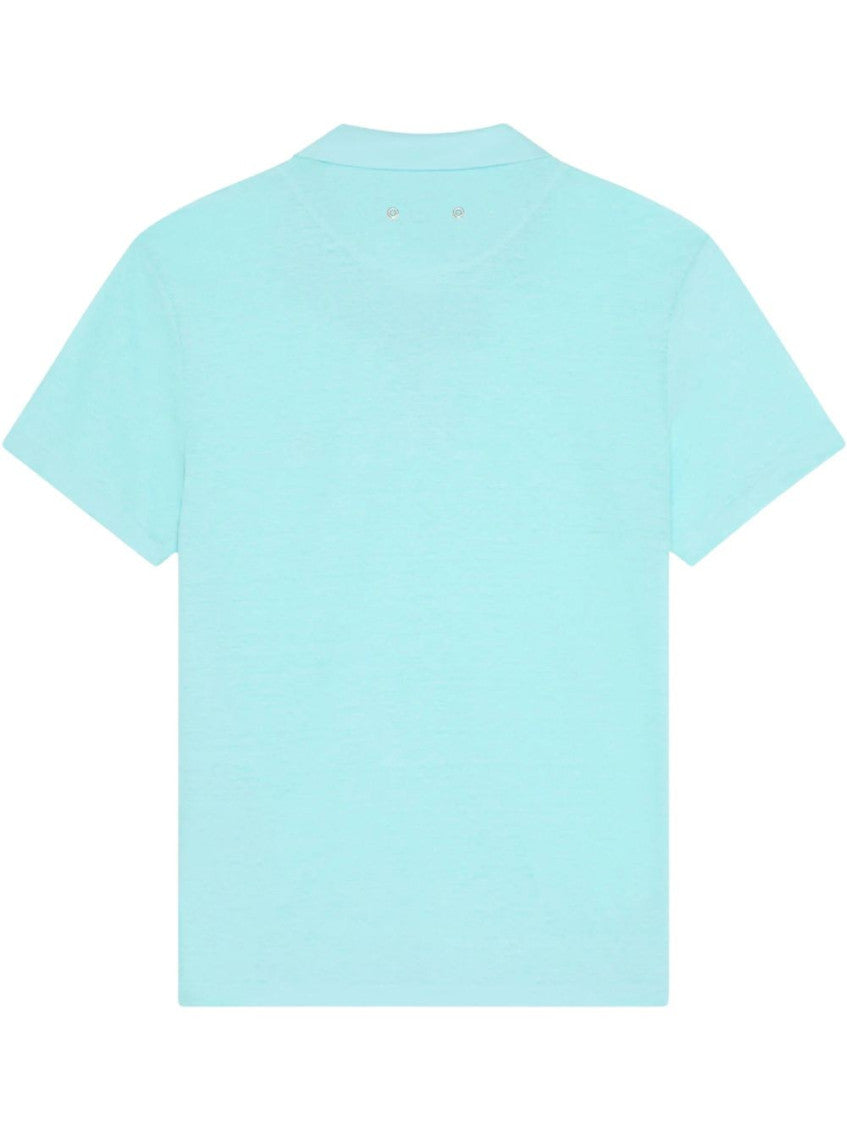 Blue Solid Shirt Collar Polo 4