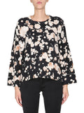 Black Floral Round Neck Sweater 1
