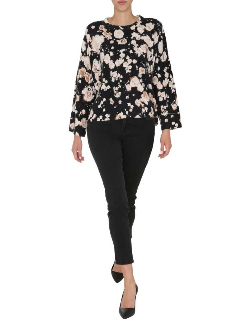 Black Floral Round Neck Sweater 4