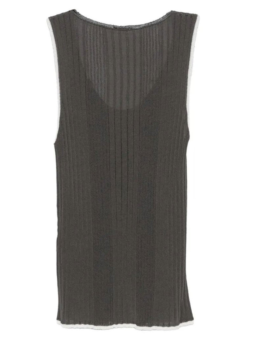 Brown Knitted Scoop Neck Top 2