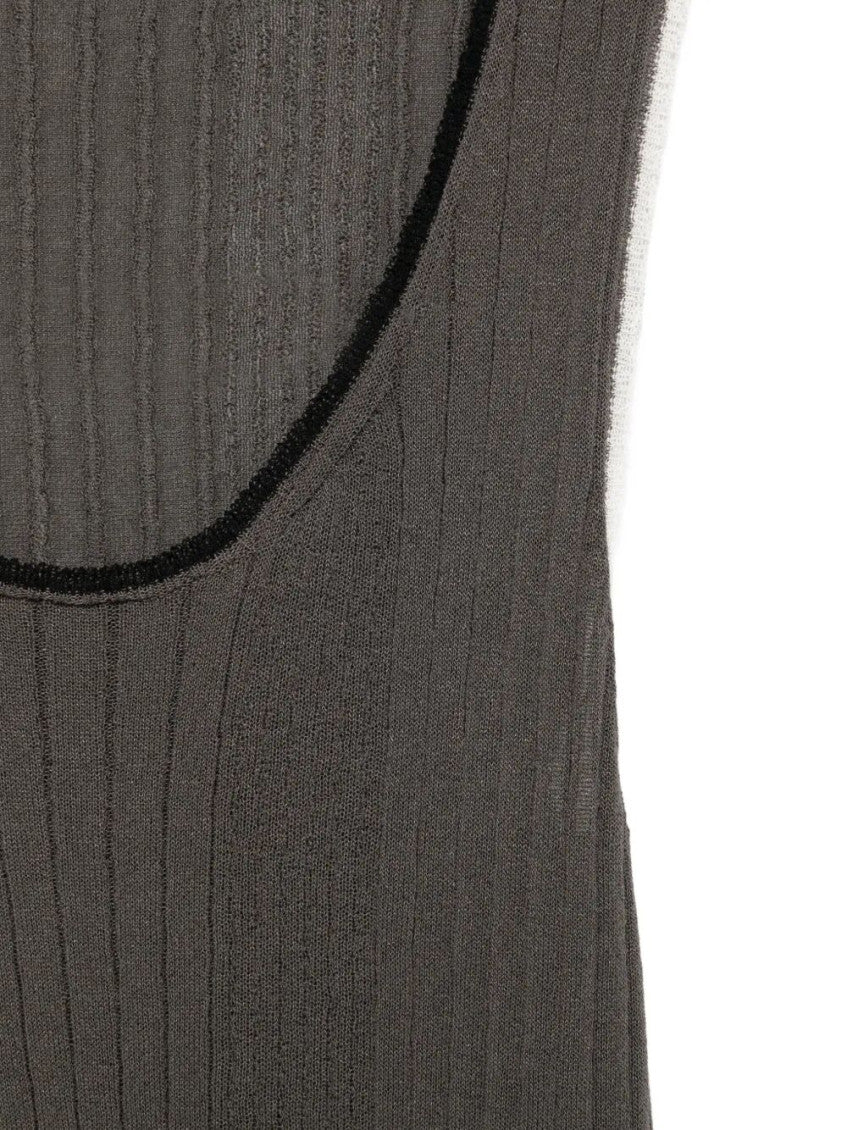 Brown Knitted Scoop Neck Top 3