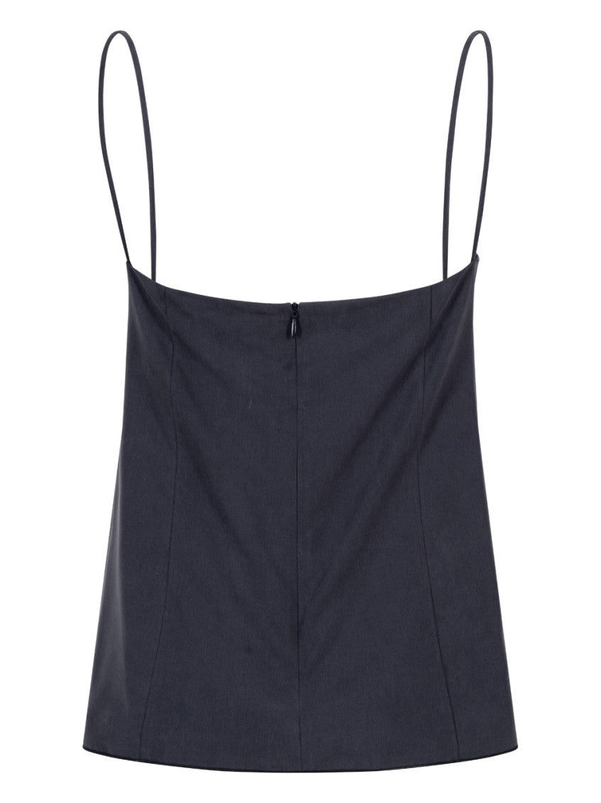 Navy Solid V Neck Top 2