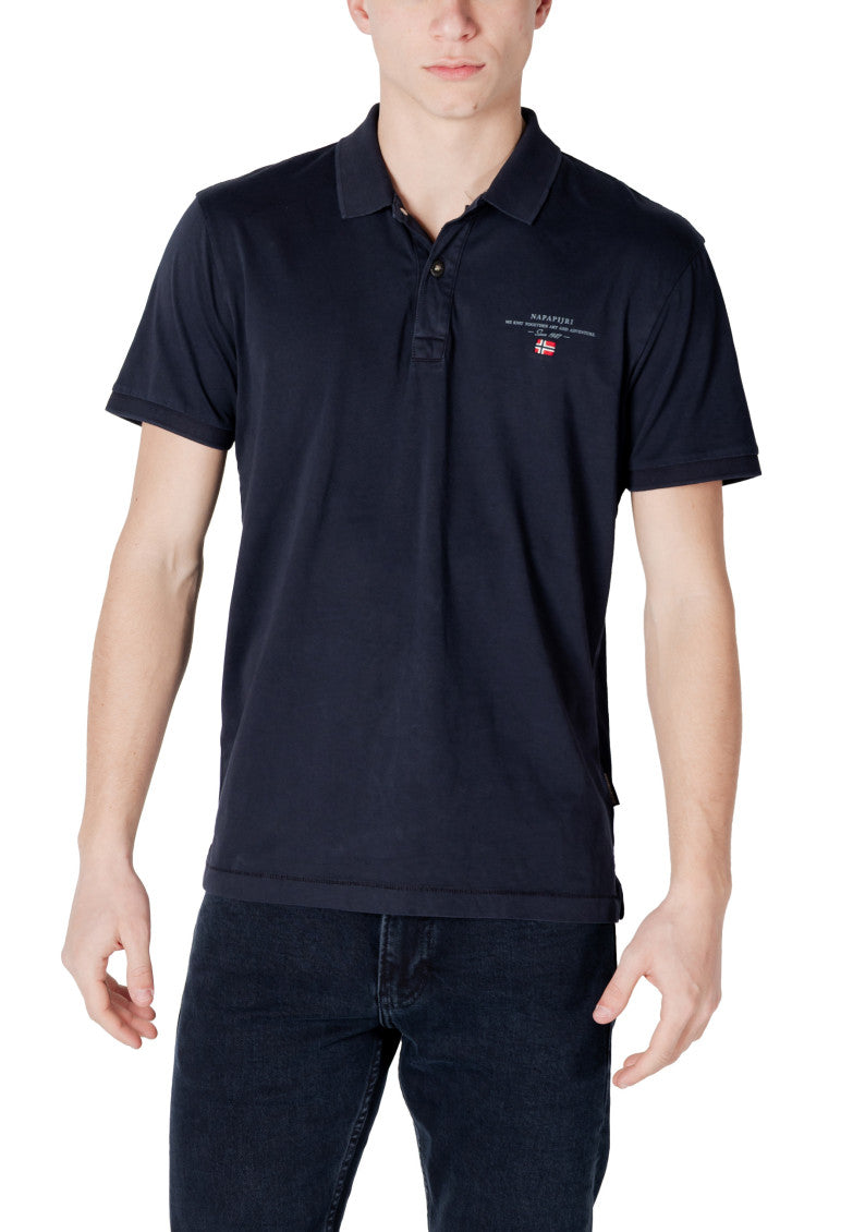 Dark Blue Solid Shirt Collar Polo 1