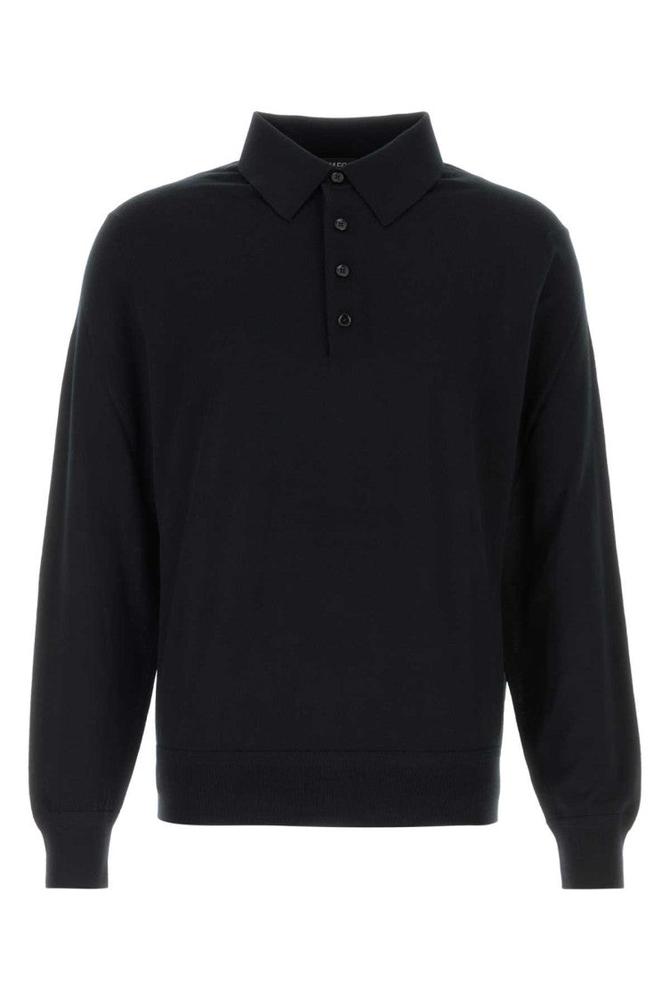 Black Solid Shirt Collar Polo 1