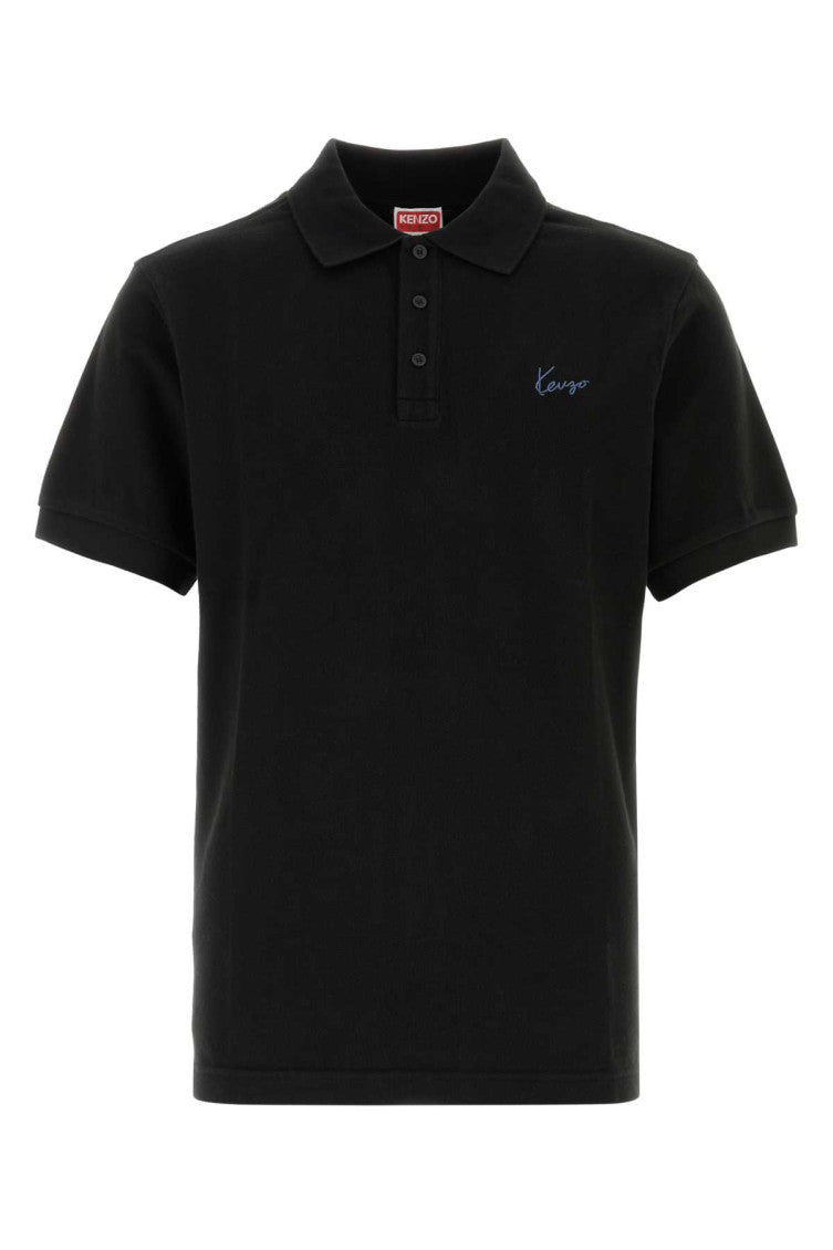 Black Solid Shirt Collar Polo 1