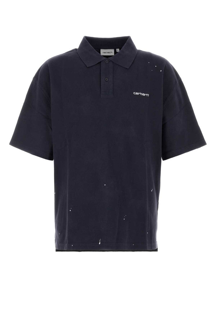 Blue Solid Shirt Collar Polo 1