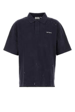 Blue Solid Shirt Collar Polo 1