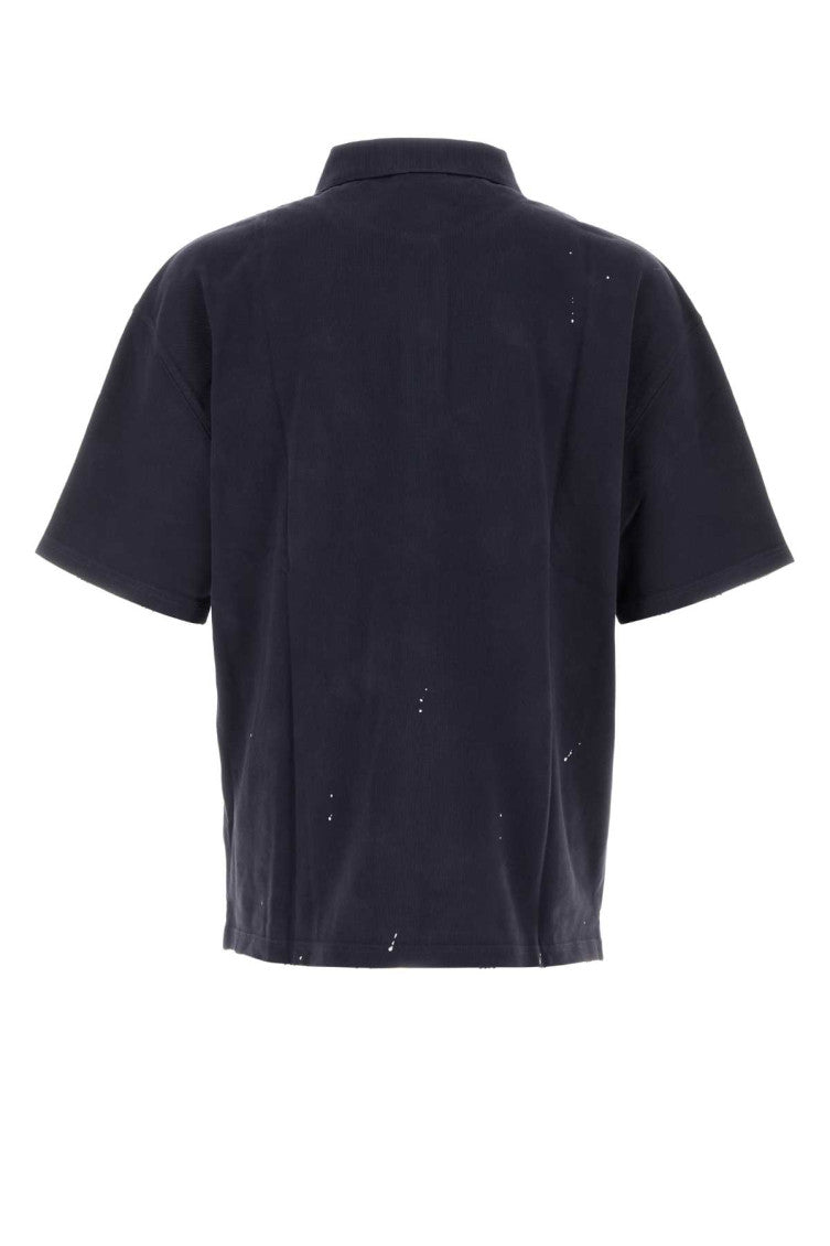 Blue Solid Shirt Collar Polo 2