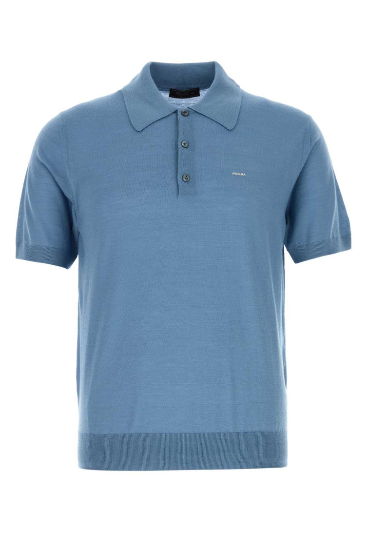 Light Blue None Solid Shirt Collar Polo 1