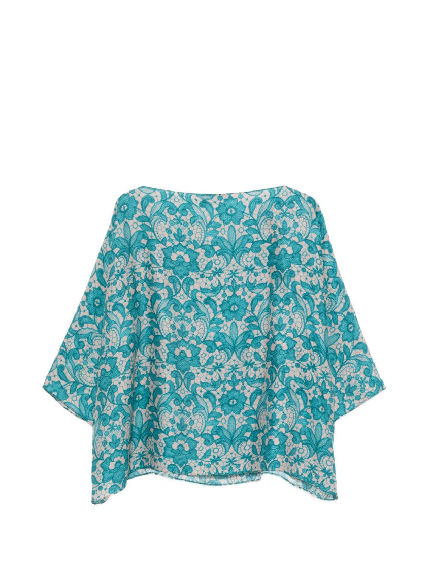 Sky Blue Loose Floral Shirt 2