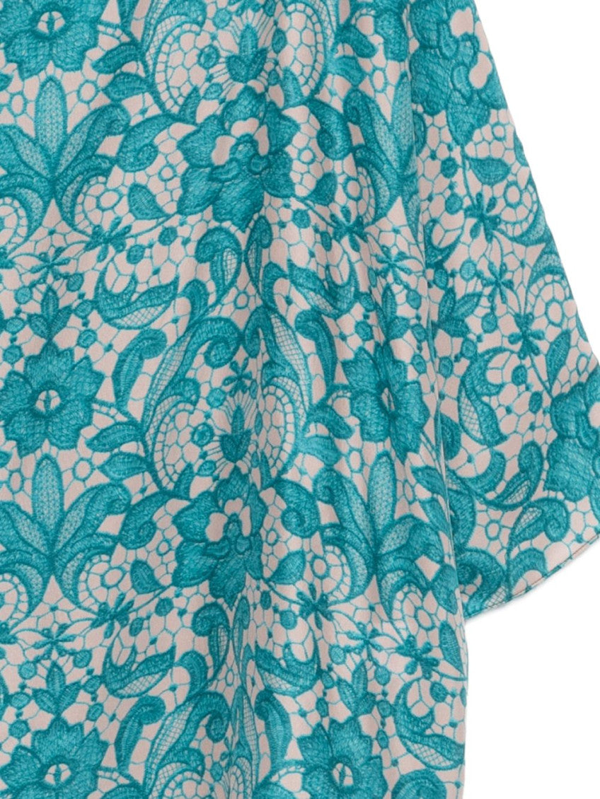 Sky Blue Loose Floral Shirt 3