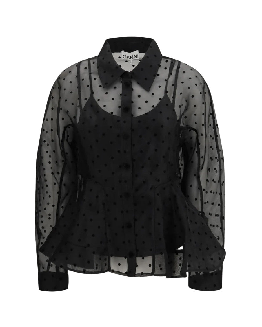 Black Regular Polka Dot Shirt 1