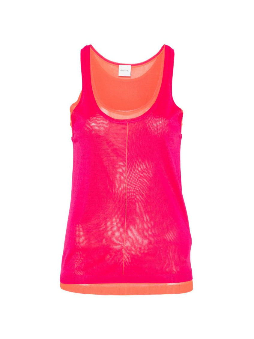 Pink Scoop Neck Layered Tank Top 1