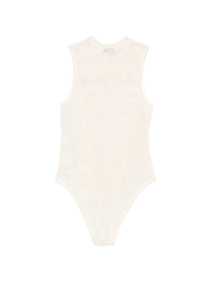 Beige Solid Round Neck Tank Top 2