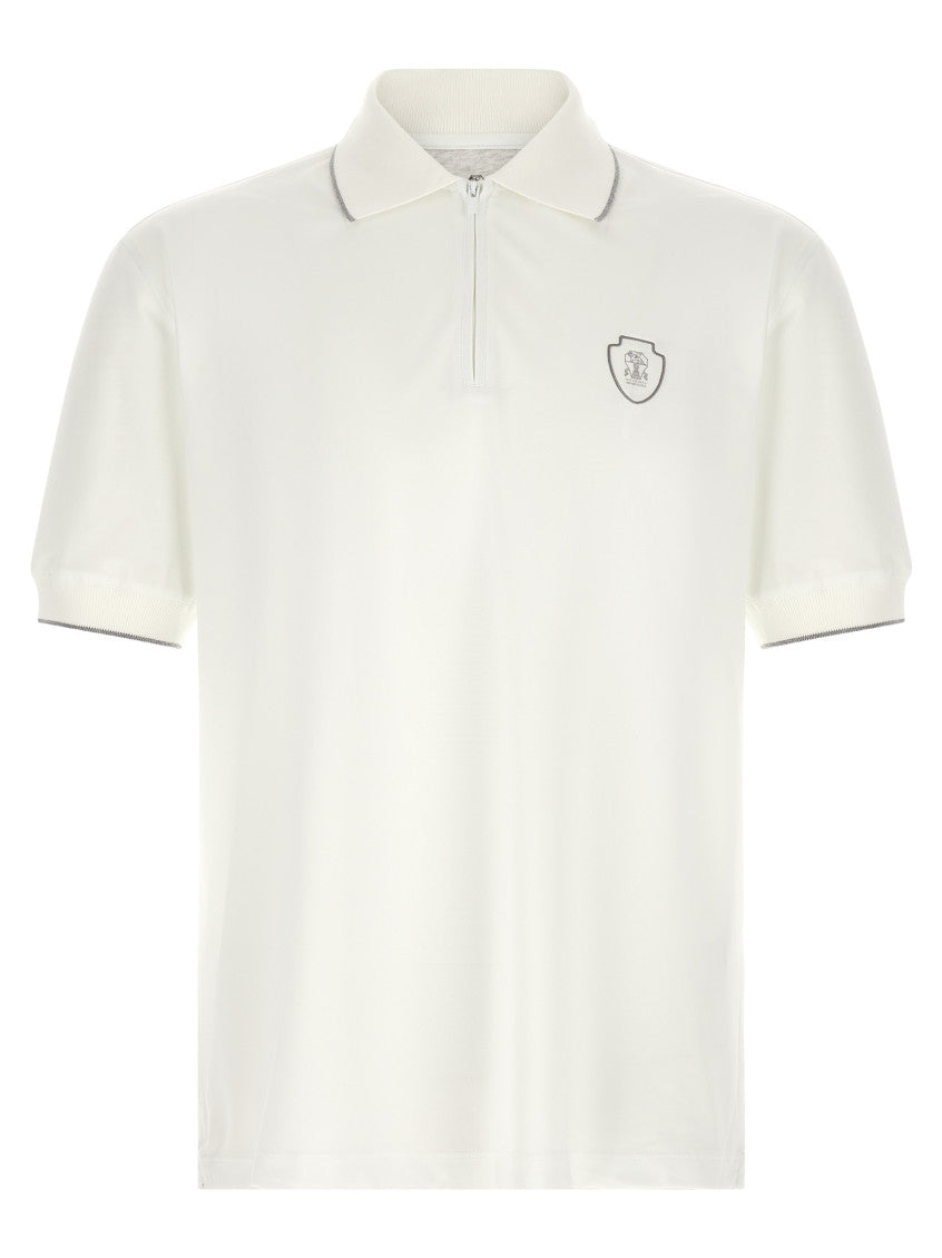 White Solid Shirt Collar Polo 1