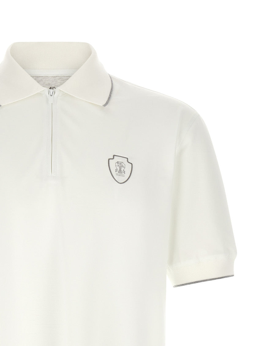 White Solid Shirt Collar Polo 4