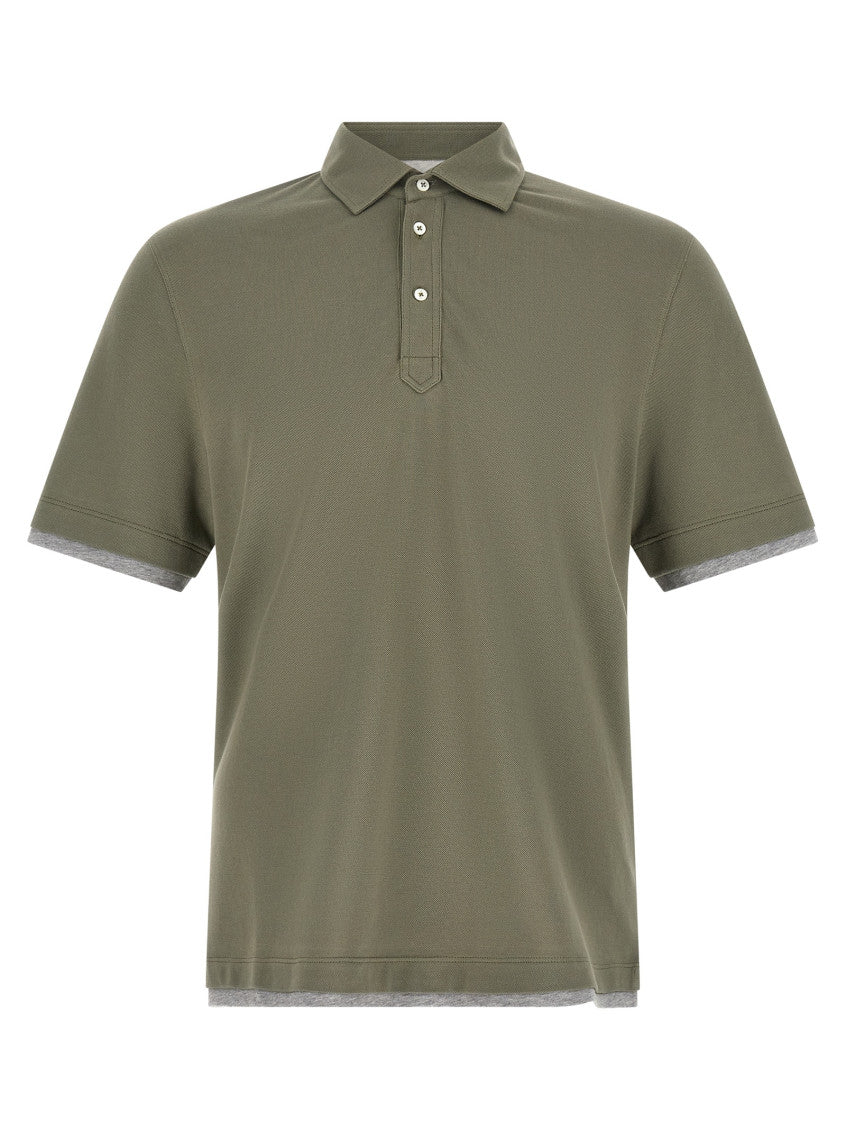 Green Solid Shirt Collar Polo 1