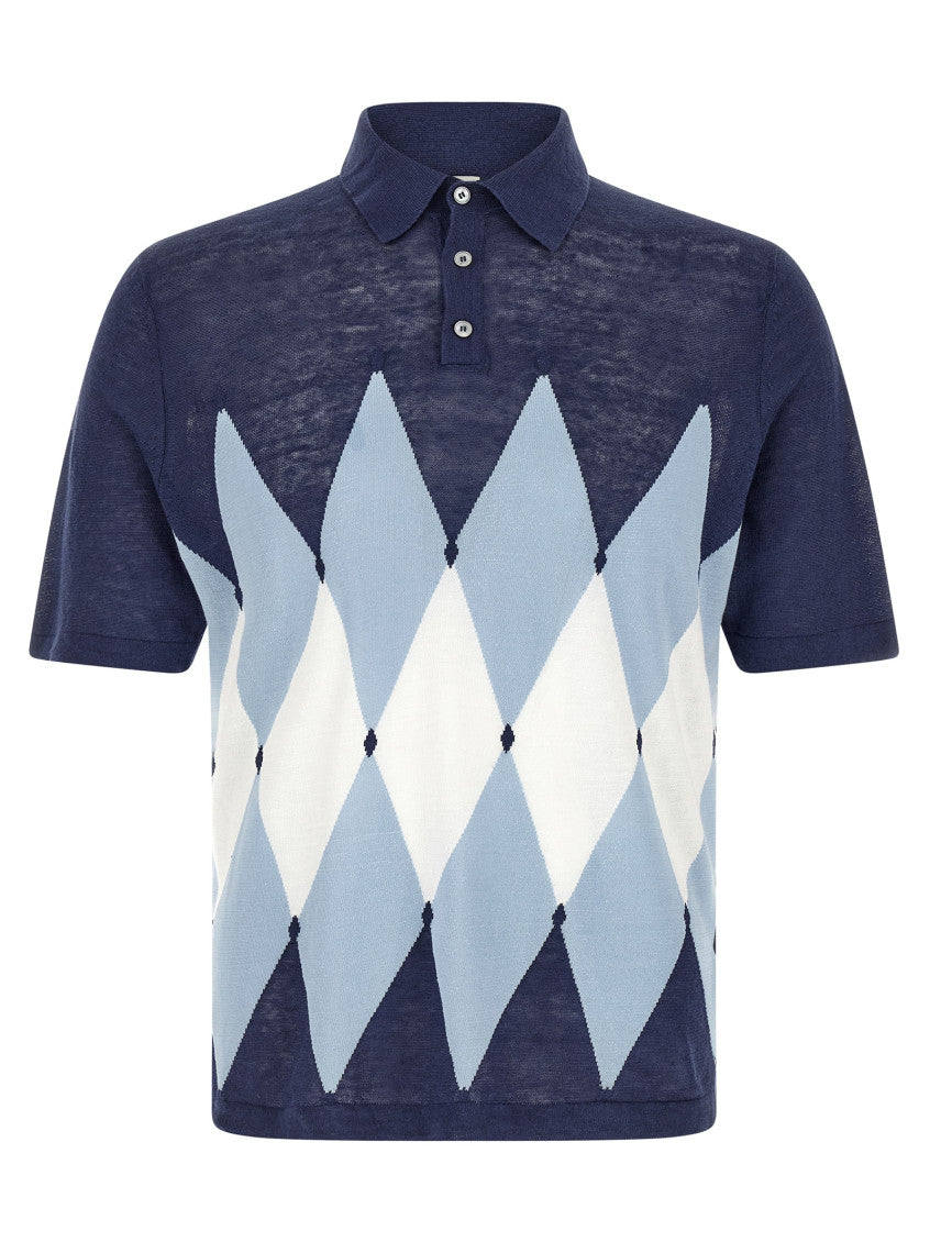 Blue Argyle Shirt Collar Polo 1