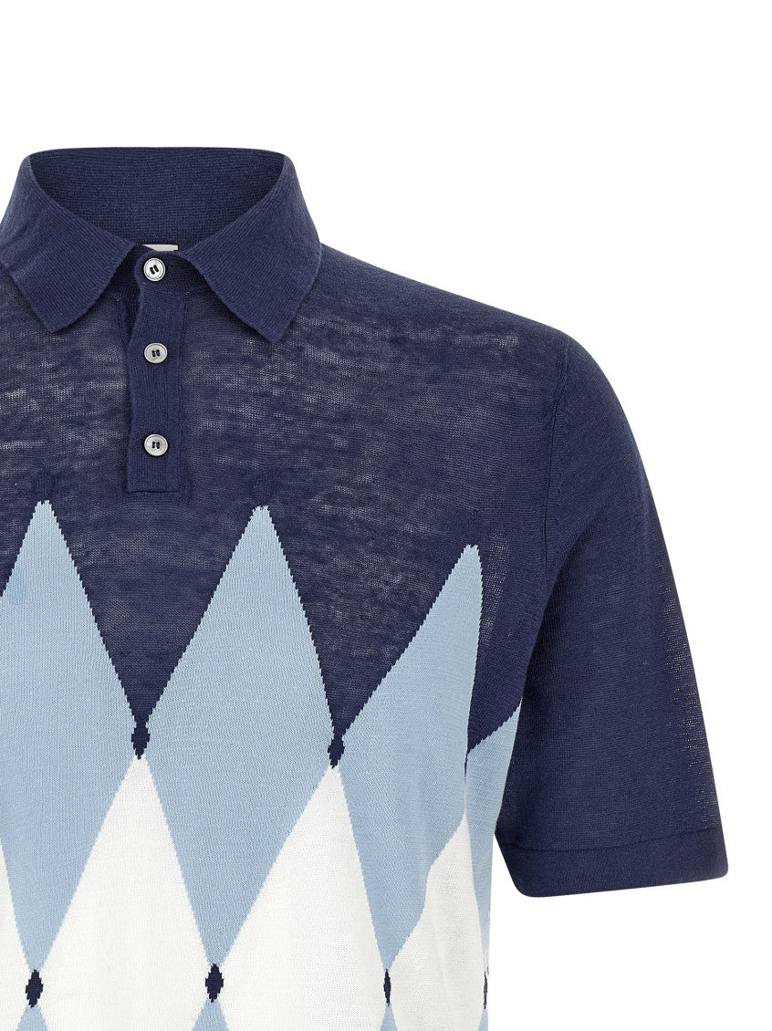 Blue Argyle Shirt Collar Polo 3