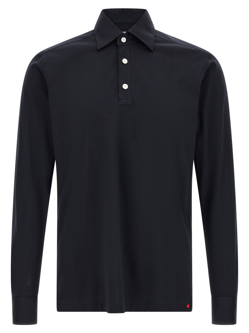Dark Blue Solid Shirt Collar Polo 1