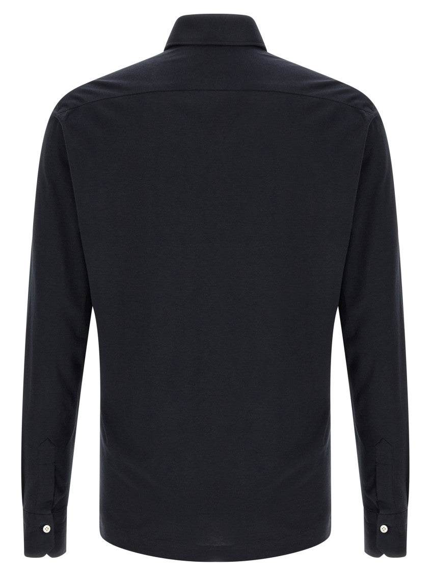 Dark Blue Solid Shirt Collar Polo 2