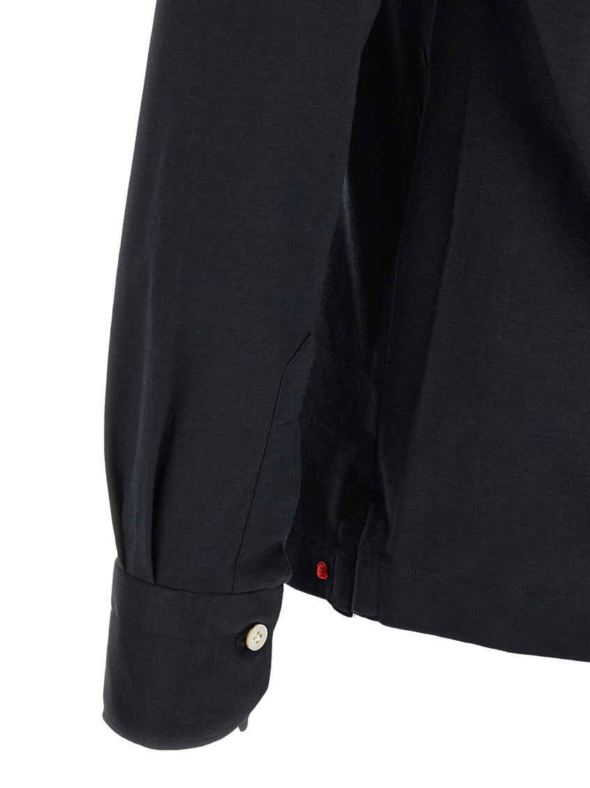 Dark Blue Solid Shirt Collar Polo 3