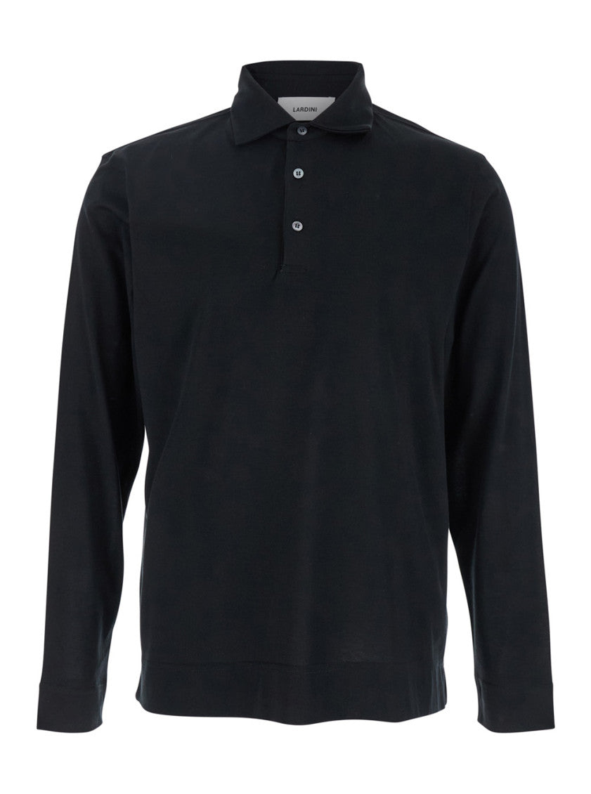 Black Solid Shirt Collar Polo 1