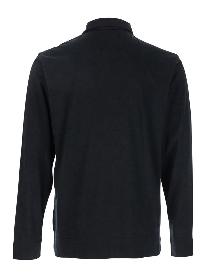 Black Solid Shirt Collar Polo 2