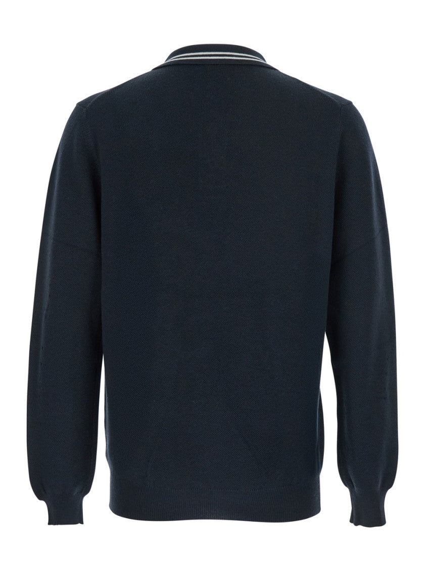 Dark Blue Logo Shirt Collar Polo 2